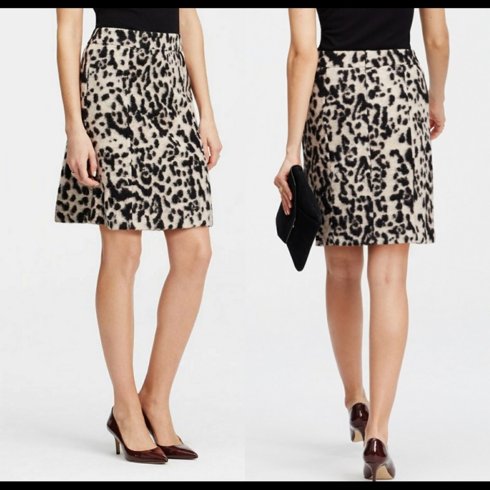 Ann Taylor Leopard Wool Skirt